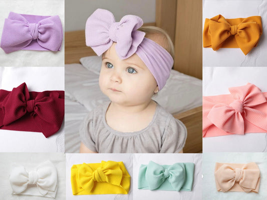 Baby Bow Headband, 8 colors Extra Large Top Knot Bow Girls newborn infant baby toddler soft Headband gift for baby girl good quality