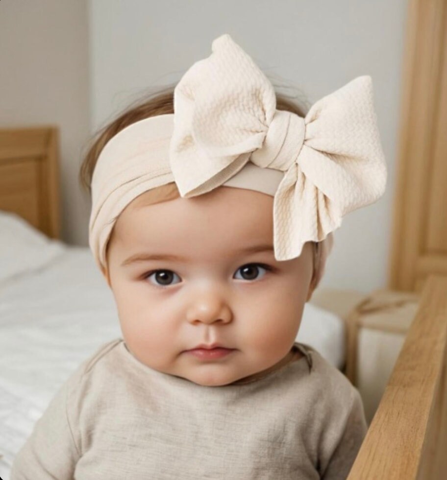 8 colors - Baby Ribbed Headband  Extra Large Top Knot  Bow Girls newborn infant baby toddler soft Headband