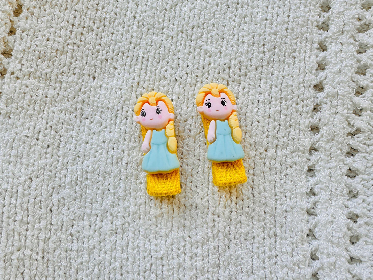 Baby Toddler alligator Clip sets, Infant Girl Fringe Clips, Cute Elsa Rapunzel Snow White Mermaid Anna hair clips set,  Pigtail hair clip