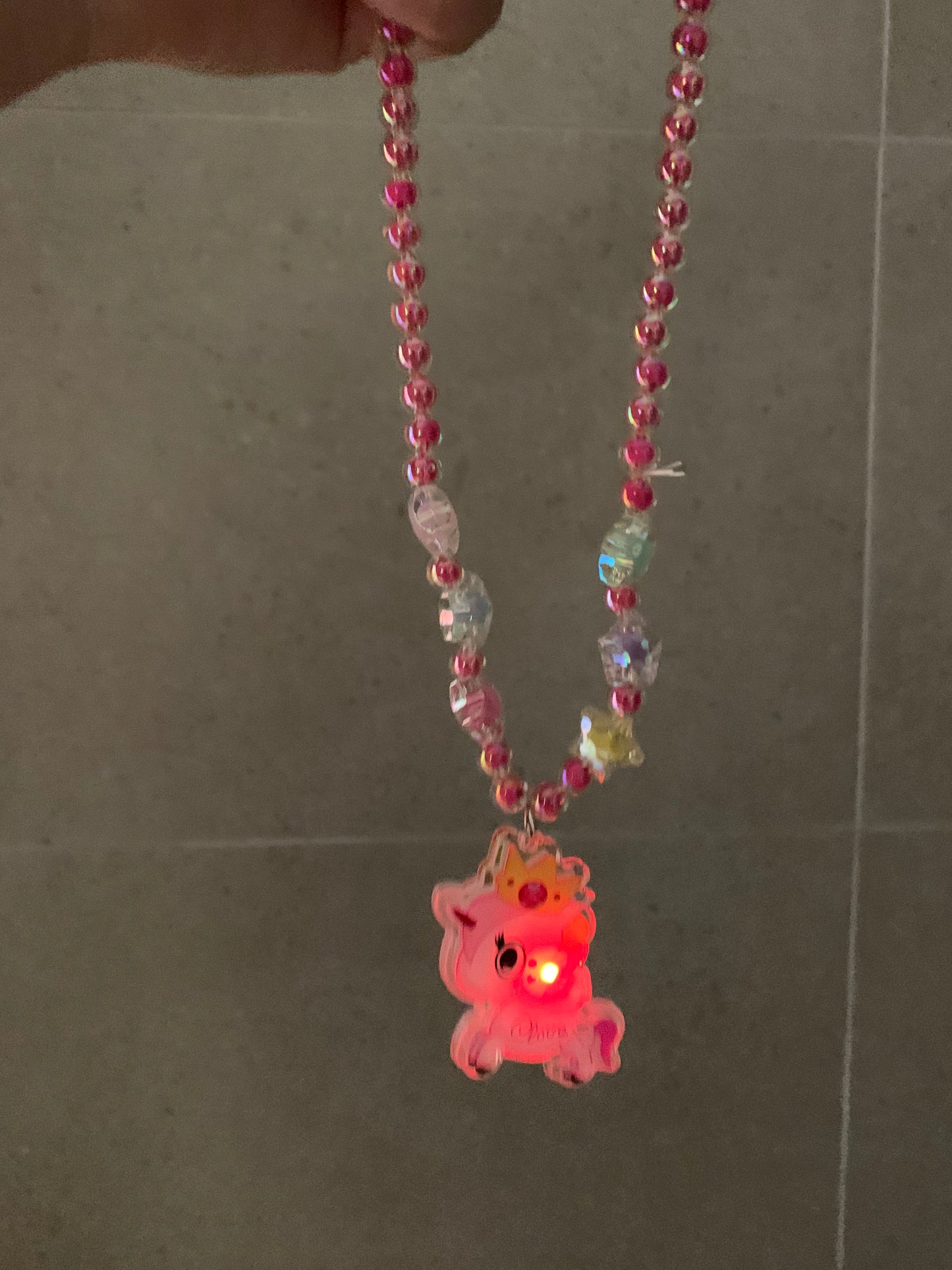 Lighting Pink Unicorn girl necklece bracelet toy jewellery set