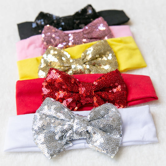 Queen girl! Oversized Glitter baby headband, big large Sequin Hair toddler girl Bow headband Rainbow Bowknot, red silver pink black white