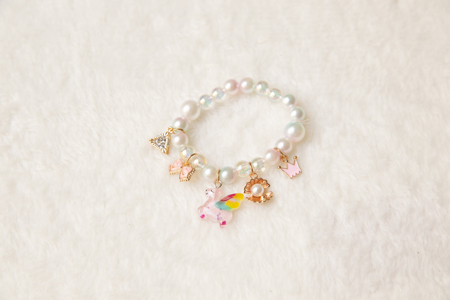 Toddler Girl bracelet, kids Unicorn shell pineapple cherry pearl milkt –  RainbowFlowerAU