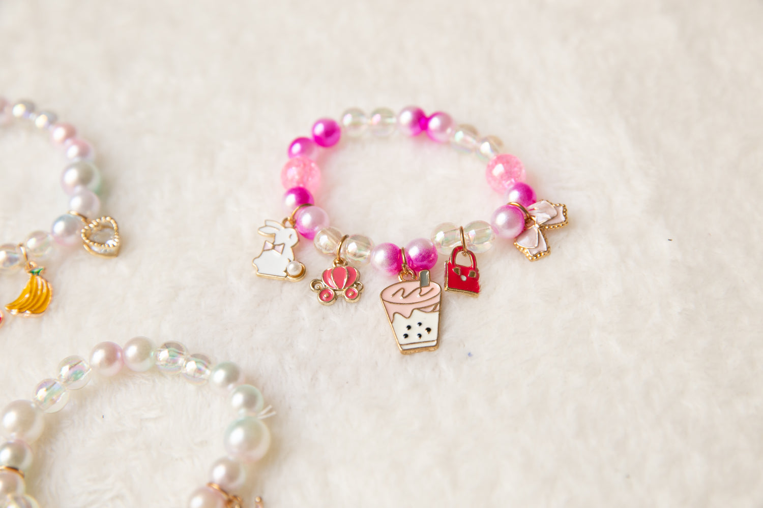 Toddler Girl bracelet, kids Unicorn shell pineapple cherry pearl milkt –  RainbowFlowerAU
