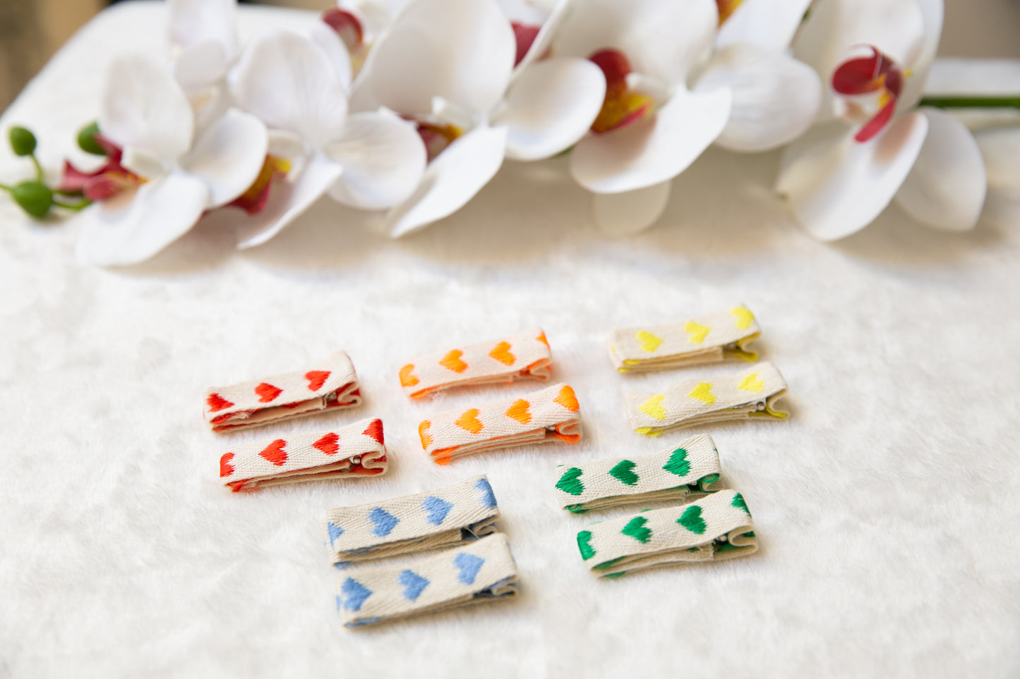 Heart shape hair Clip sets, Love baby Infant Girl Fringe Clips, Cute orange red blue yellow green aligator hair clip baby bow clip Pigtail