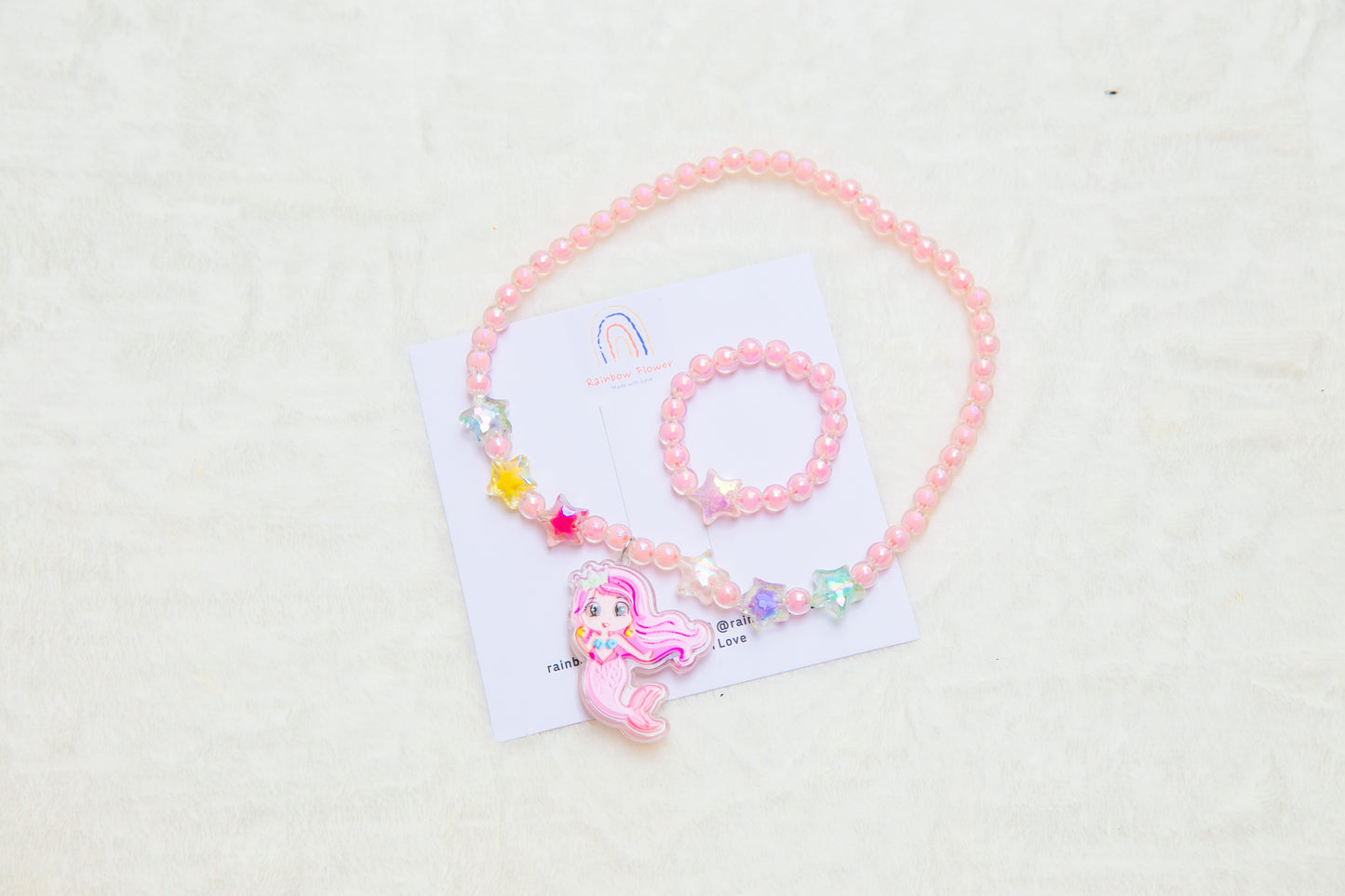 Lighting Mermaid princess necklece bracelet toy jewellery set