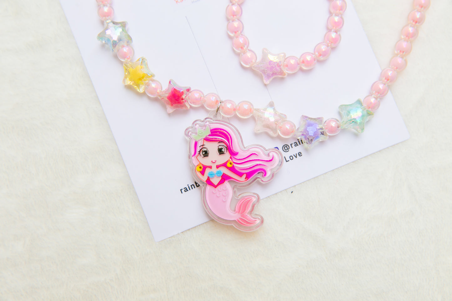 Lighting Mermaid princess necklece bracelet toy jewellery set