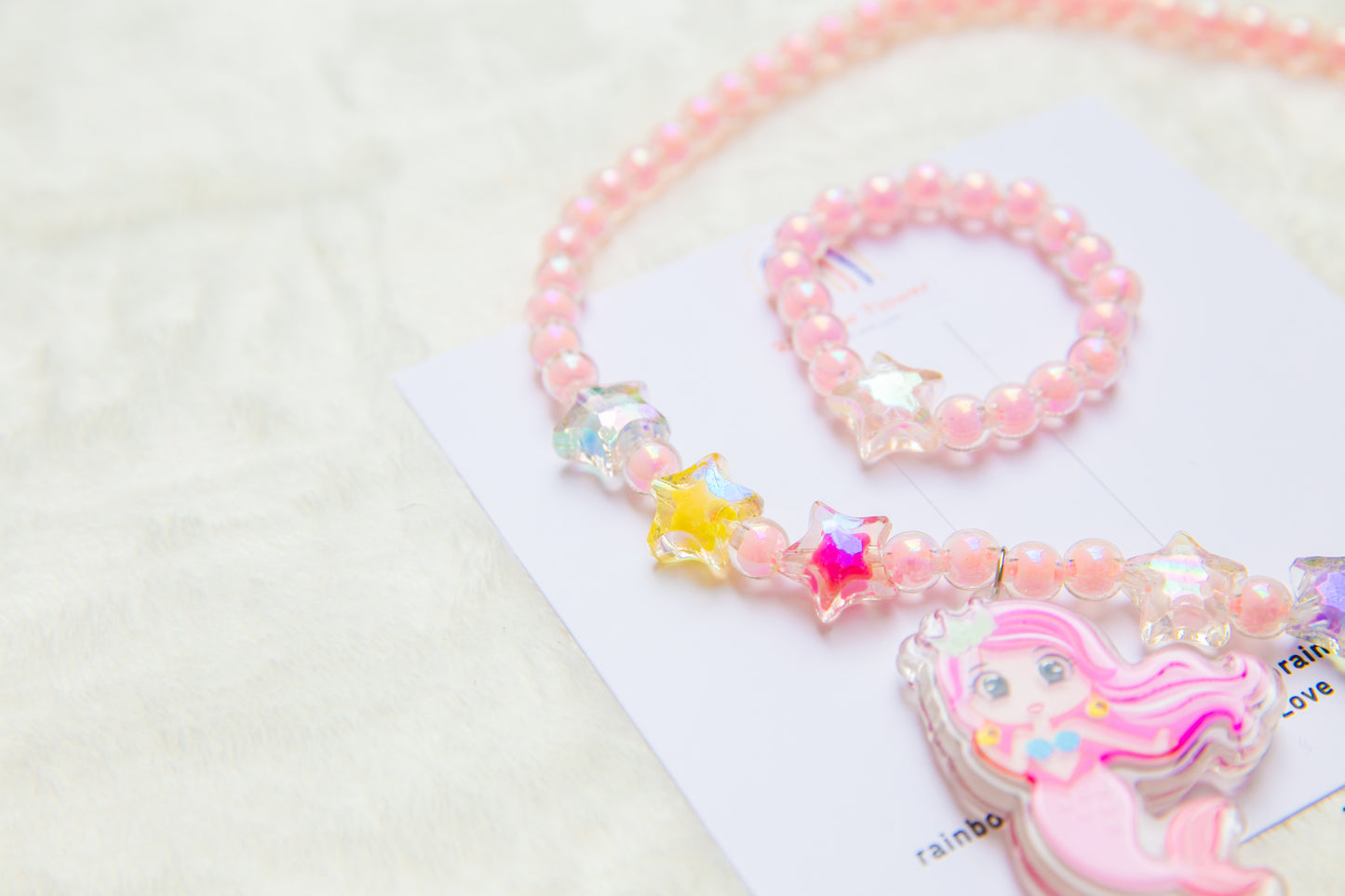 Lighting Mermaid princess necklece bracelet toy jewellery set