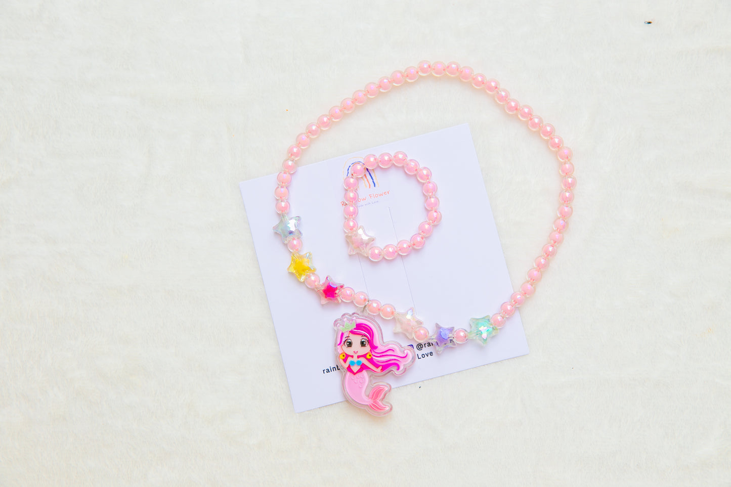 Lighting Mermaid princess necklece bracelet toy jewellery set