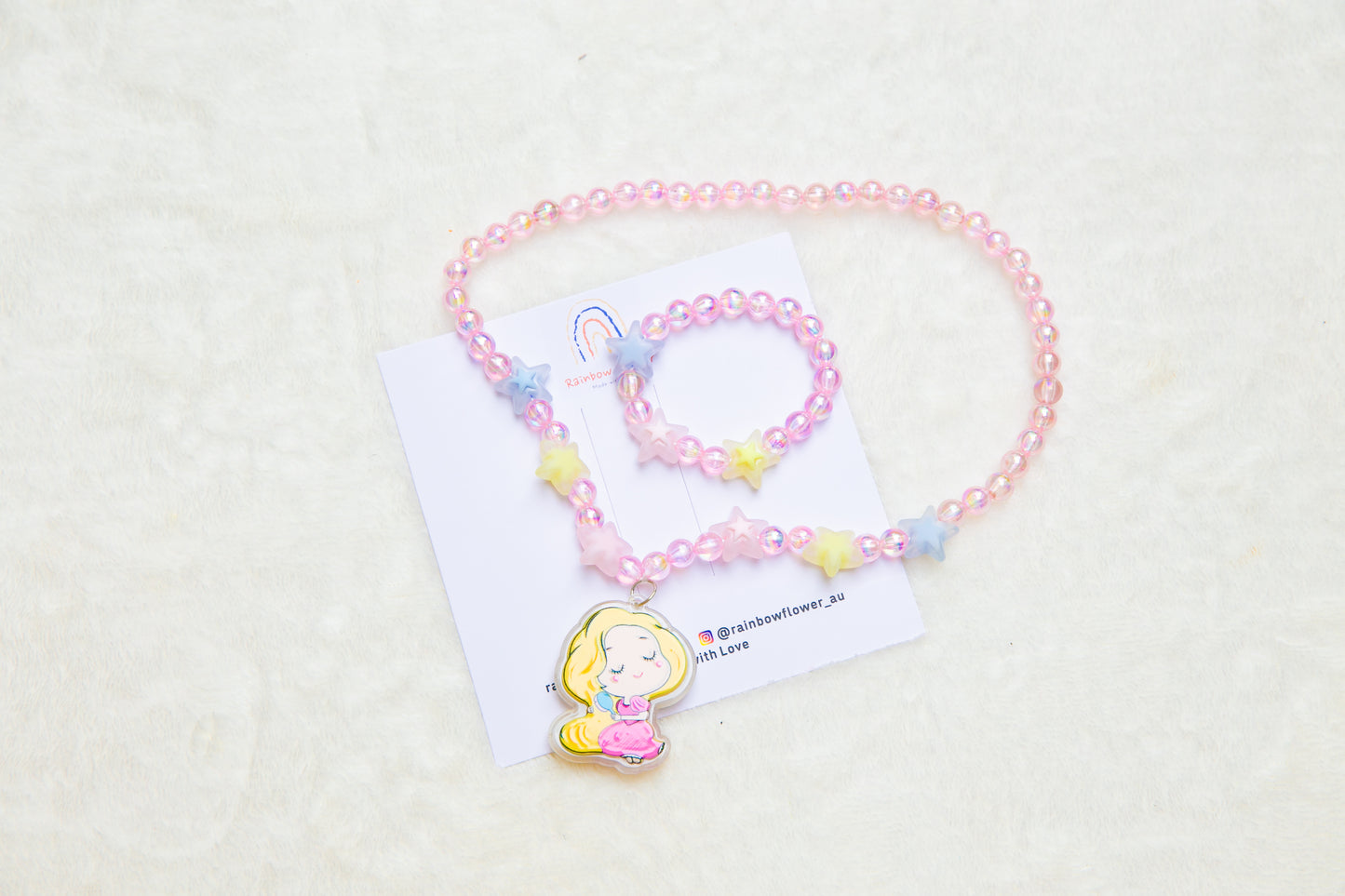 Lighting princess blonde girl necklece bracelet toy jewellery set