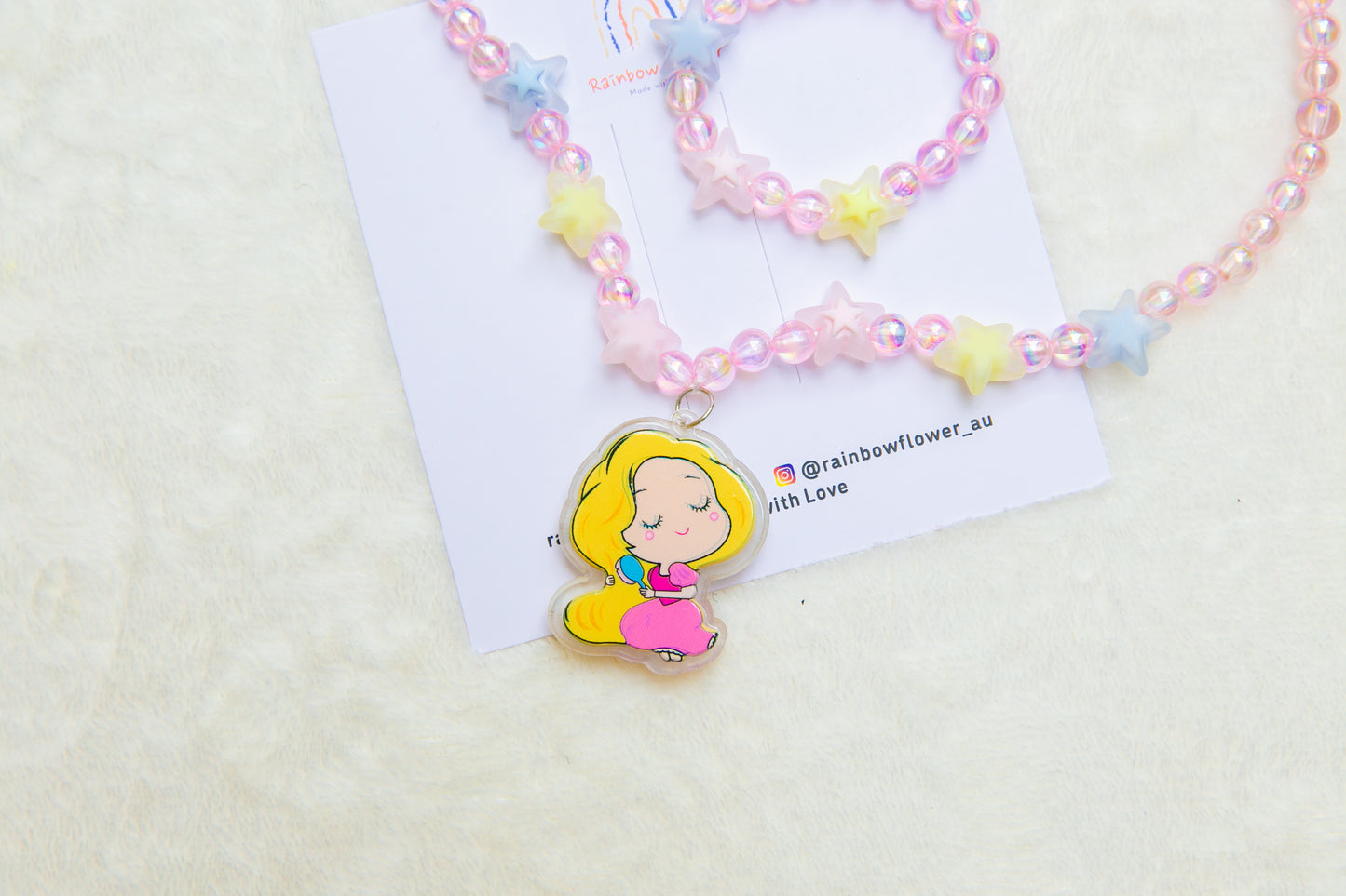 Lighting princess blonde girl necklece bracelet toy jewellery set