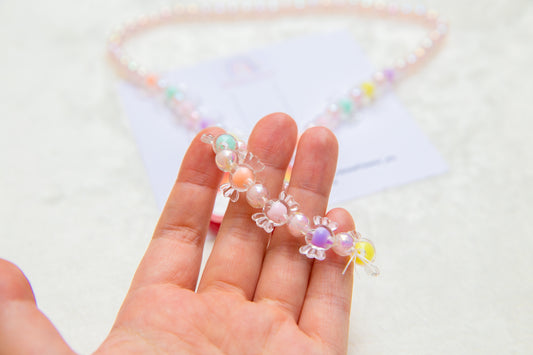 Big Rainbow Girl Necklace and bracelet set, cute candy shape beads girl toddler accessory, kids toy jewellery gift for girls pendant charm