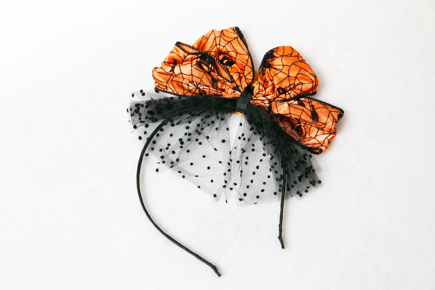 Oversized Women teen girls Halloween headband, spooky scary pumpkin spider web orange bow hair loop halloween party accessory Cosplay