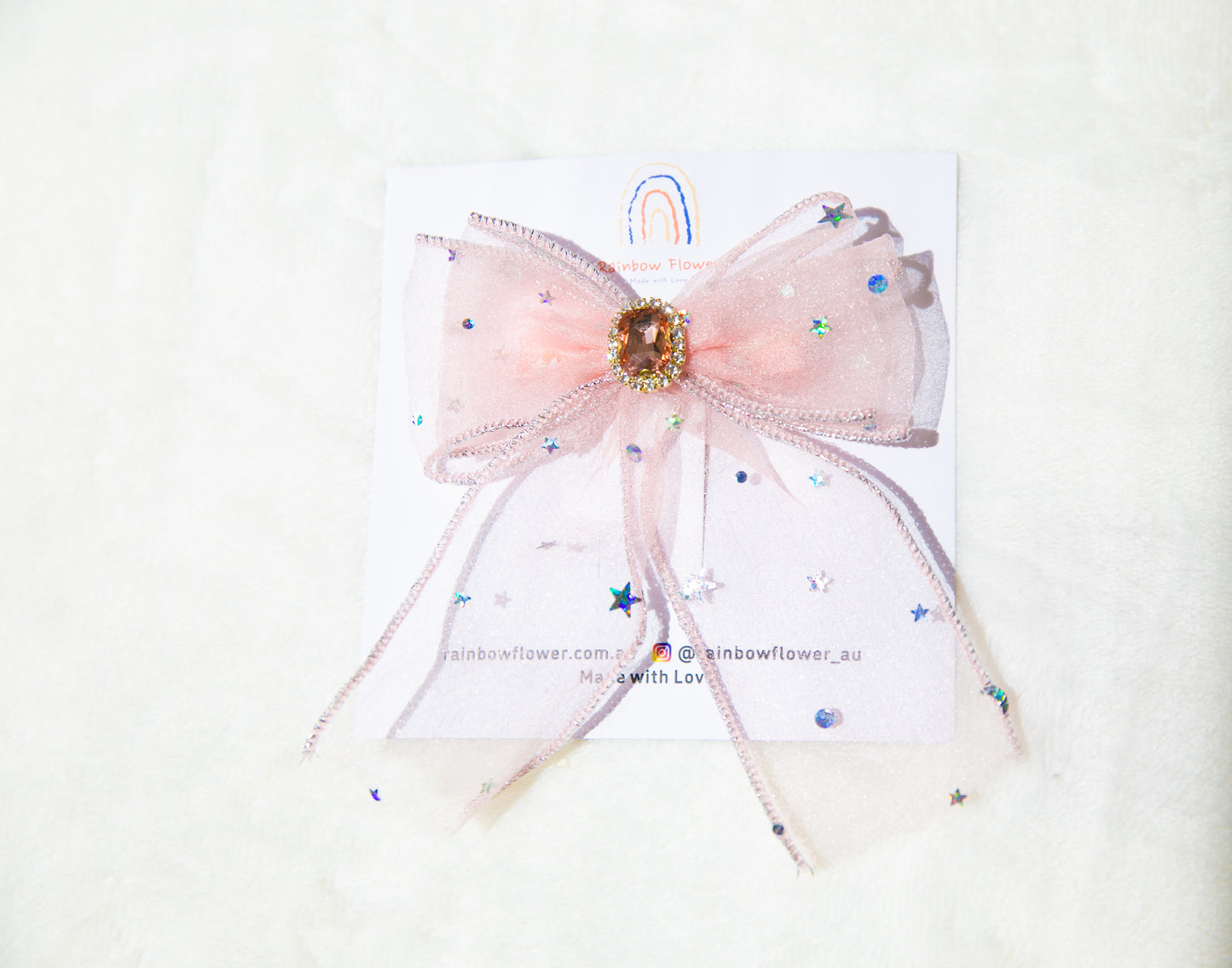 Princess girl Fairy Big Oversized Ribbon Bow Clips - pink and blue