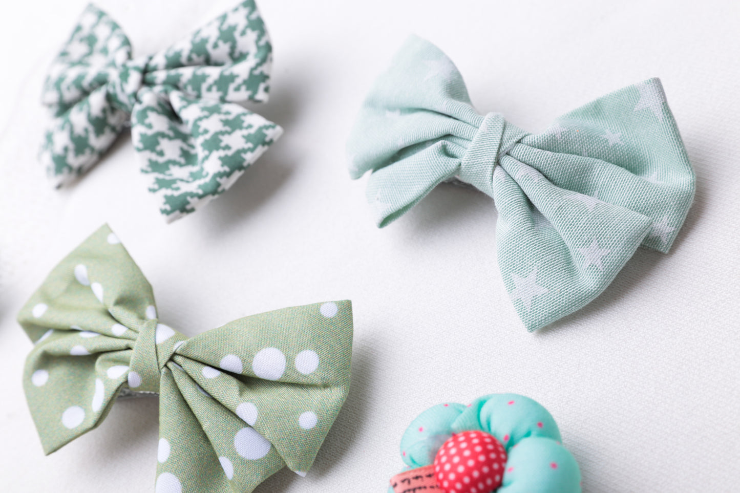 Green flower Bow hair clip Sets butterfly hair clips