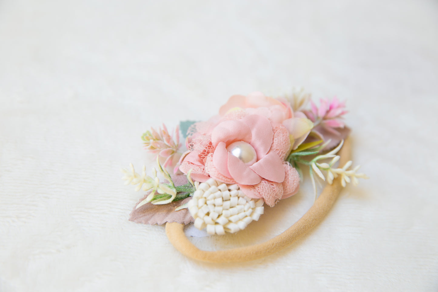 Exquisite Floral Baby toddler flower headband, flower girl headband, luxury flower crown, baby shower gift neutral colours pink headband
