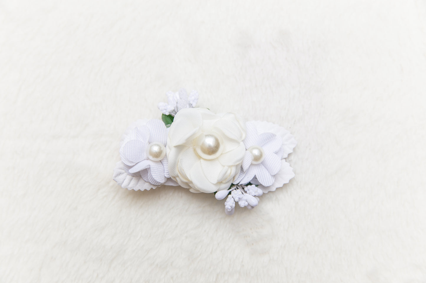 White Beige floral hair clip, Flower girl hair clip, toddler blooms flower hair clip, christening hair baptism hair Wedding Hair Accessories