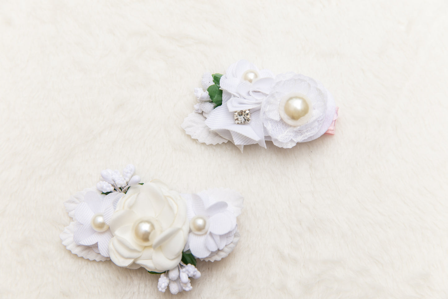 White Beige floral hair clip, Flower girl hair clip, toddler blooms flower hair clip, christening hair baptism hair Wedding Hair Accessories