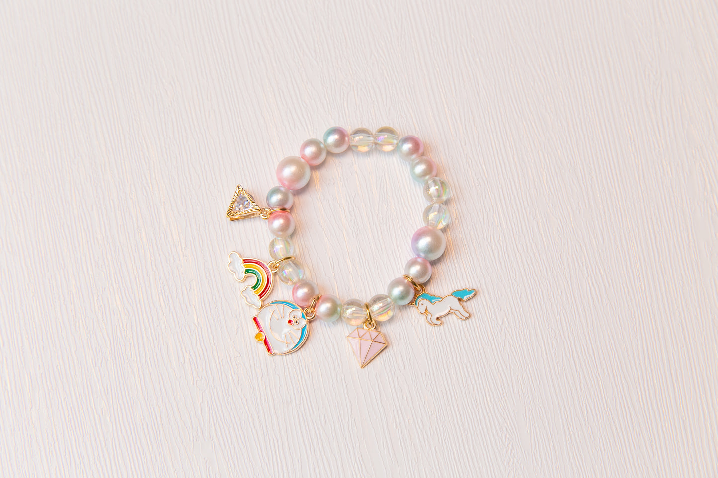 High Quality girl charm bracelet, toddler kids Elephant Doraemon Unicorn Butterfly rhinestone bracelet, flower girl gift jewelery for kids