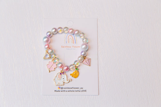 High Quality girl charm bracelet, toddler kids Elephant Doraemon Unicorn Butterfly rhinestone bracelet, flower girl gift jewelery for kids