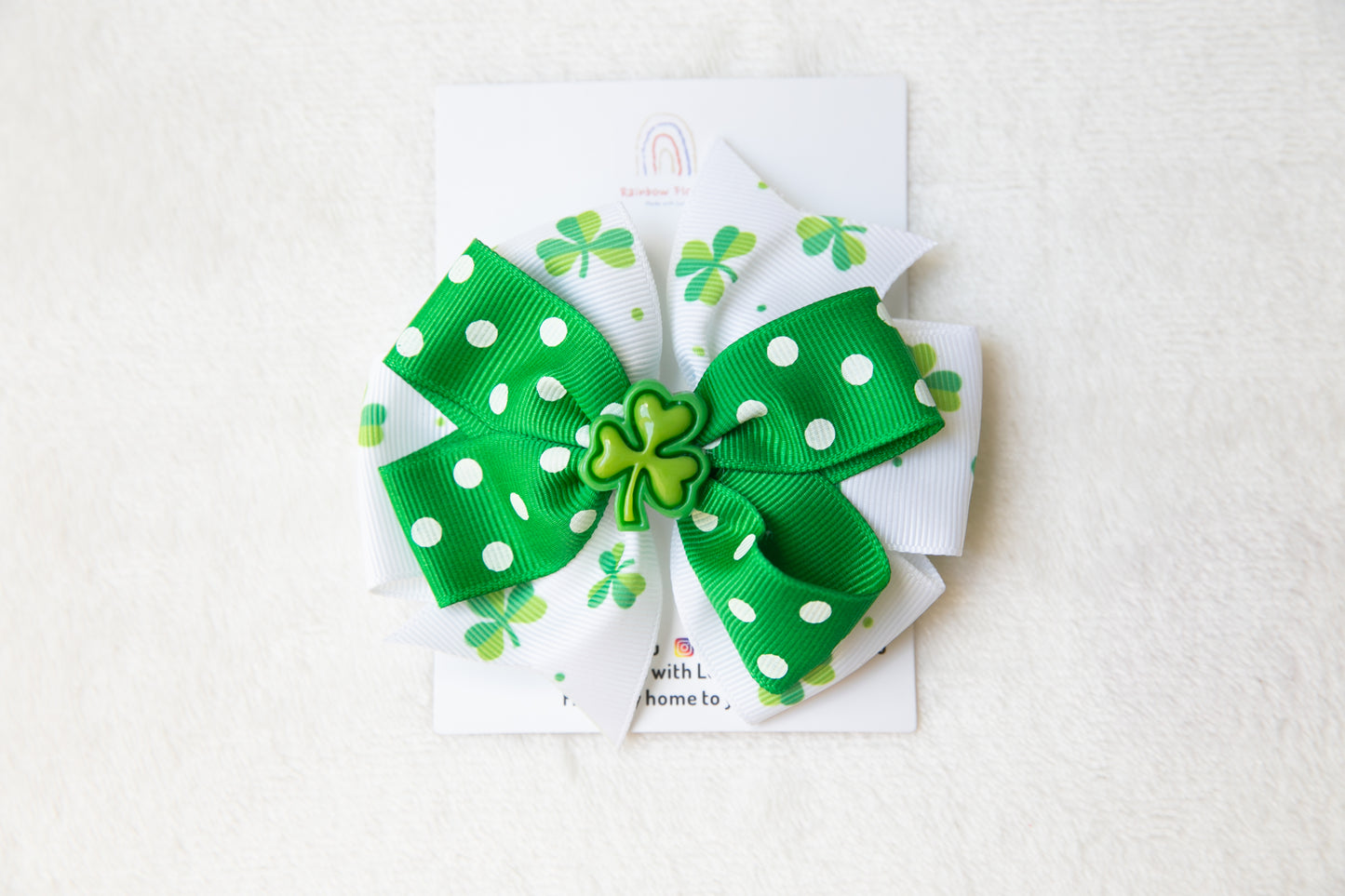 Unique Green four-leaf Lucky Clover St Patrick's Day Bow Hair Clip, Oversized big Cute Barrette baby girl Toddler Hair Clip Ireland festival