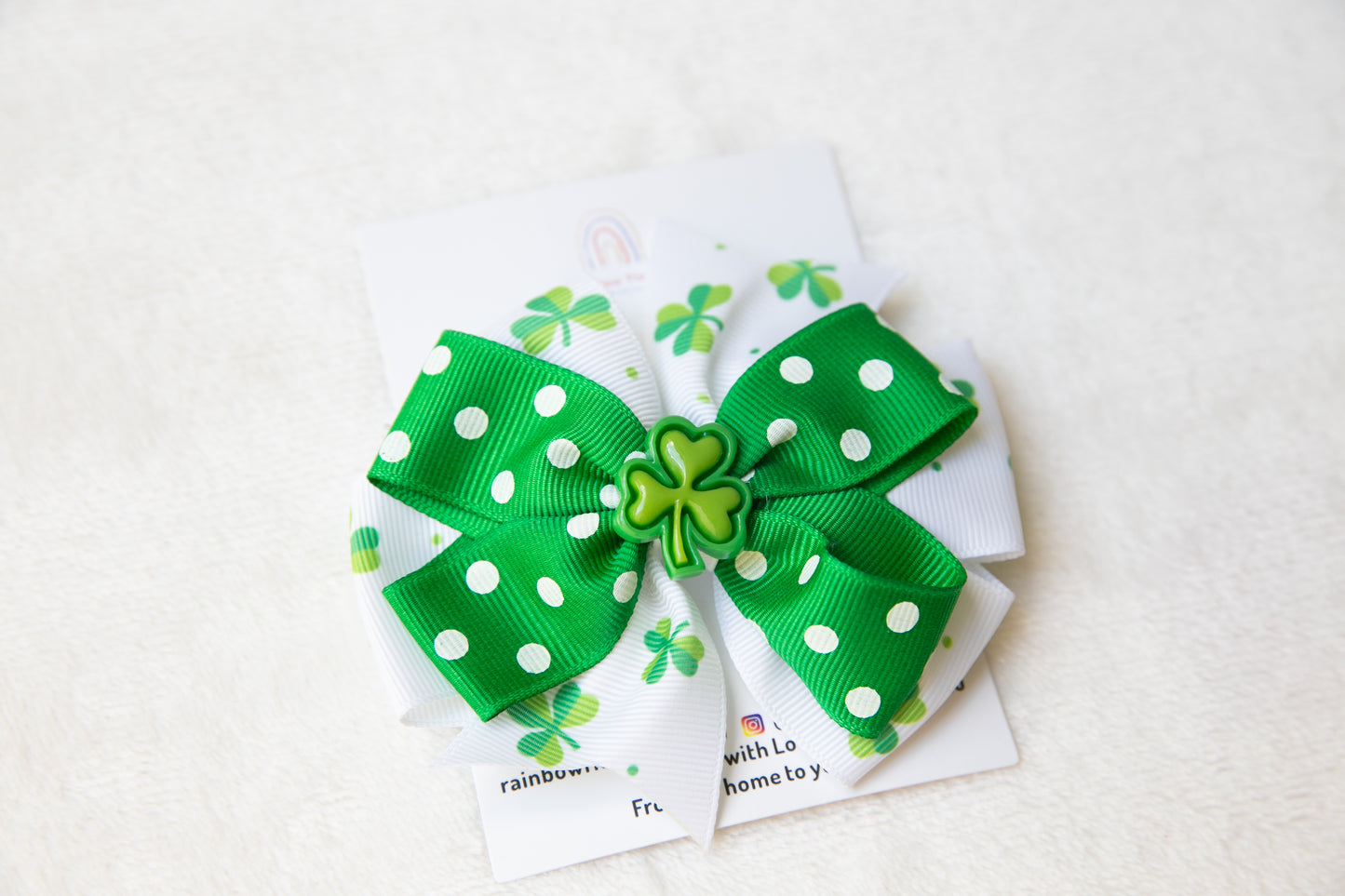 Unique Green four-leaf Lucky Clover St Patrick's Day Bow Hair Clip, Oversized big Cute Barrette baby girl Toddler Hair Clip Ireland festival