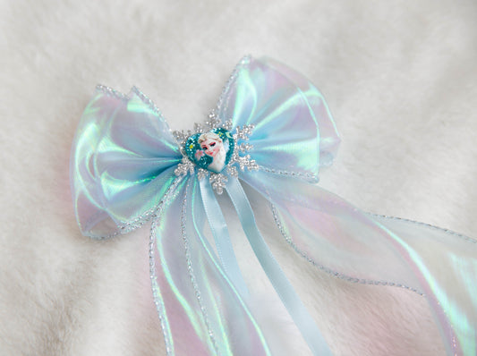 Large Elsa bow hair clip