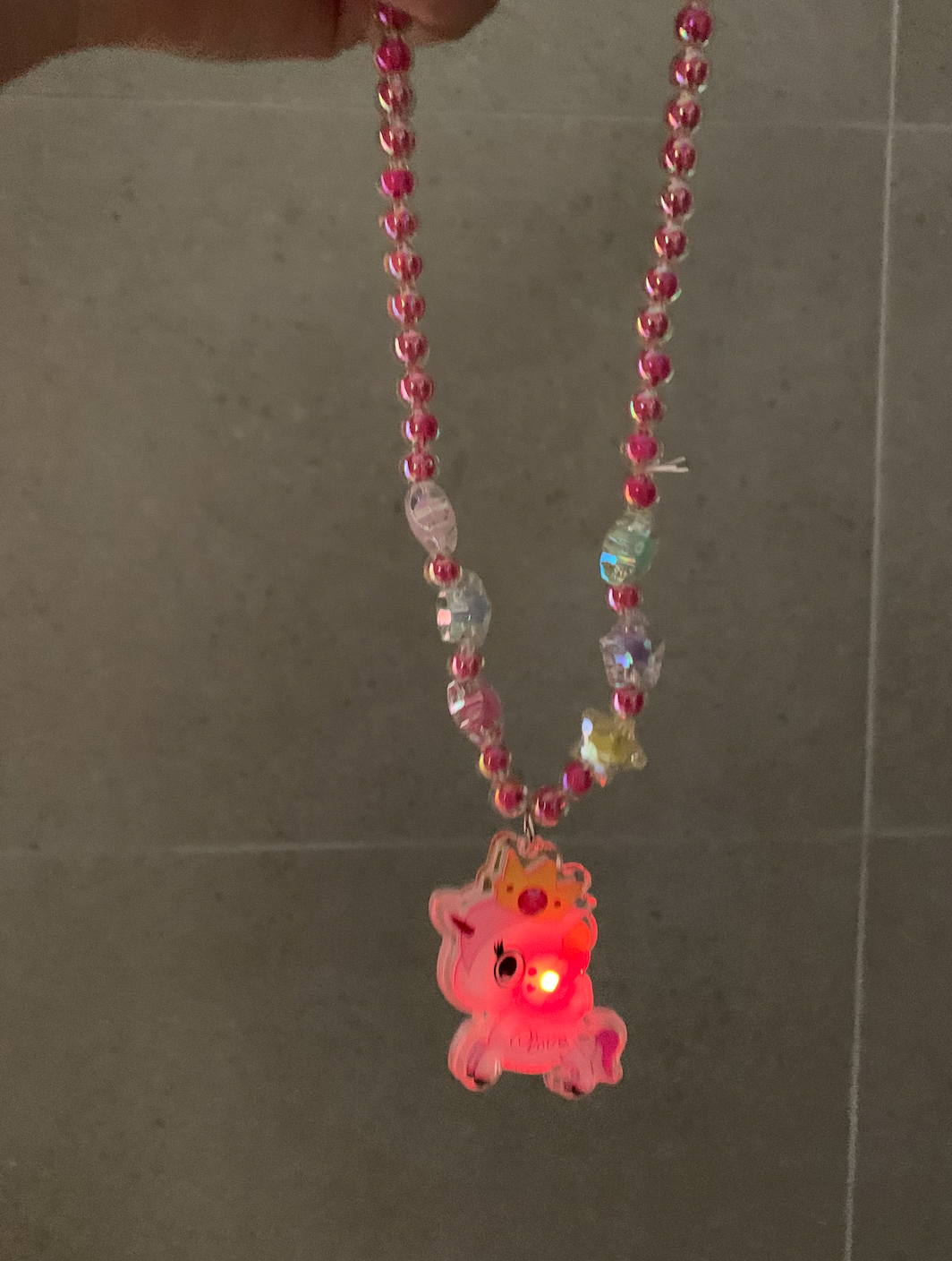 Lighting Pink Unicorn girl necklece bracelet toy jewellery set