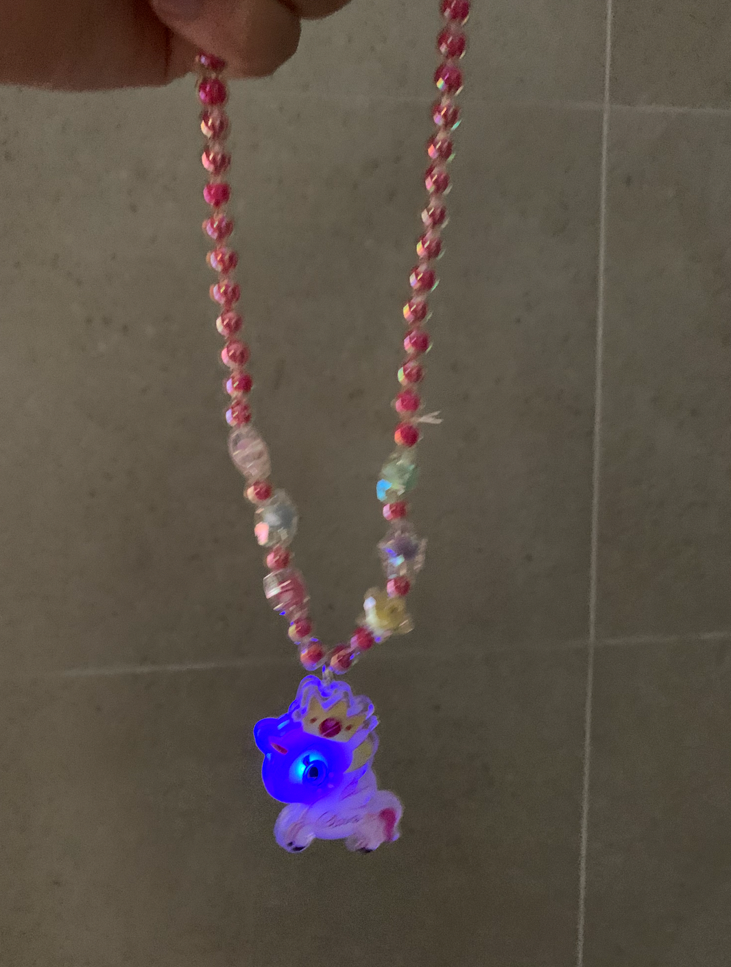 Lighting Pink Unicorn girl necklece bracelet toy jewellery set